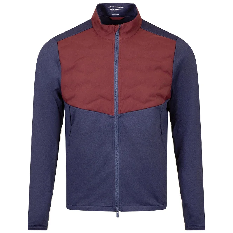 women's zip-up biker jacket -The Brodie Hybrid Jacket Navy/Dark Claret - AW24