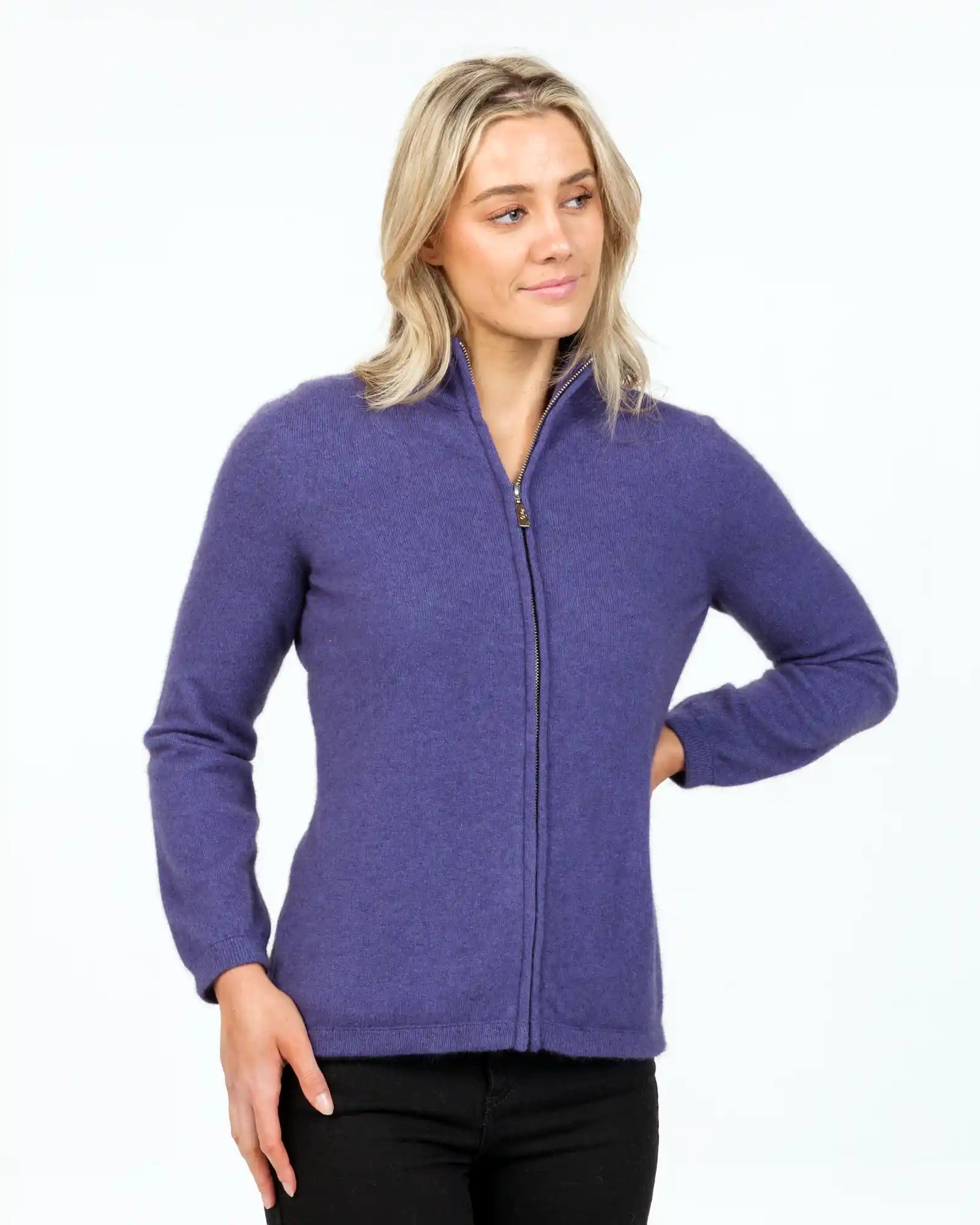 women's metallic puffer jacket -Violet Women's Plain Zip Jacket - NB485