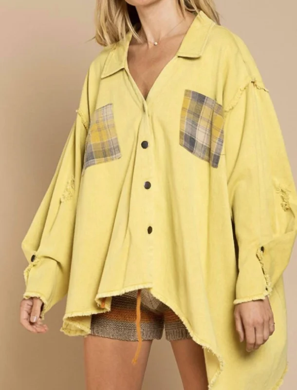 women's zip-up biker jacket -Yellow Vibes