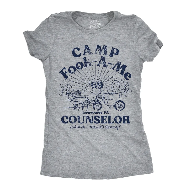 women's studded shoulder top -Camp Fook A Me Women's T Shirt