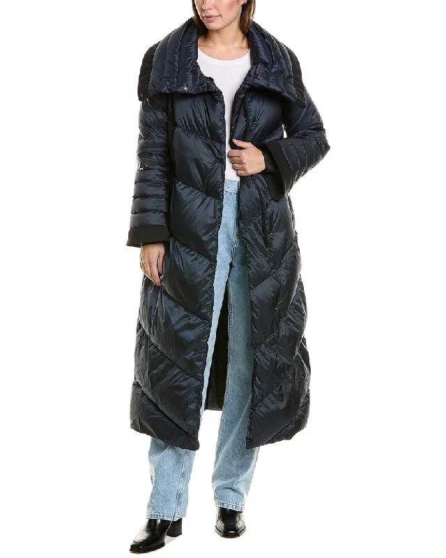 women's fur-trimmed winter coat -Post Card Papias Long Down Coat