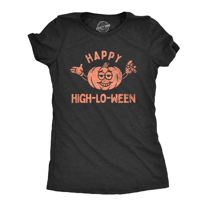 trendy ruched front top for women -Happy High Lo Ween Women's T Shirt