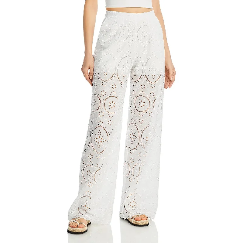 women's lace evening gown -women's plaid mini skirt -Charo Ruiz Ibiza Womens Brigid Eyelet Cotton Trouser Pants