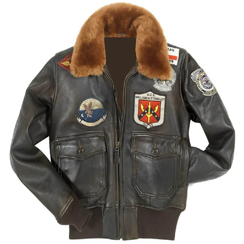 women's sherpa-lined denim jacket -Top Gun Flight Women's Bomber Leather Jacket