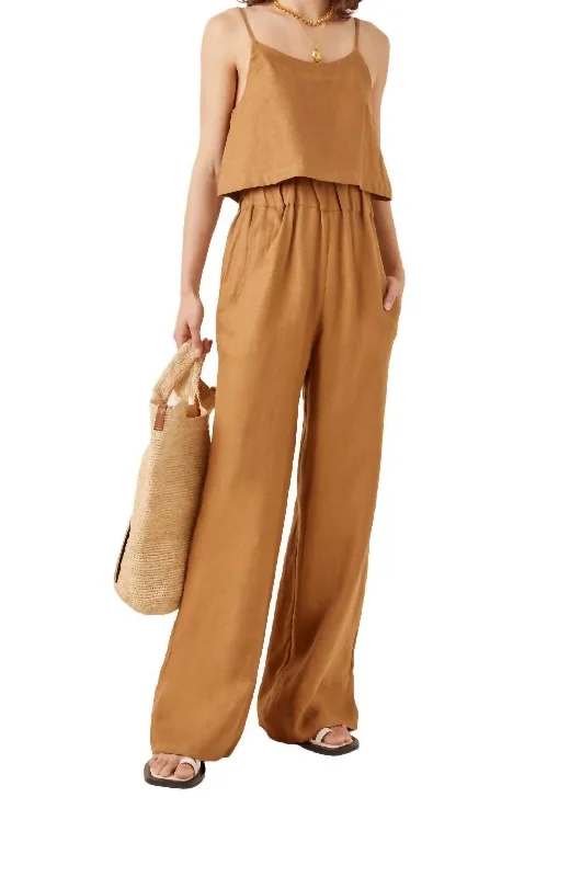 women's one-shoulder evening gown -women's flowy boho maxi skirt -Universal Pant In Ochre