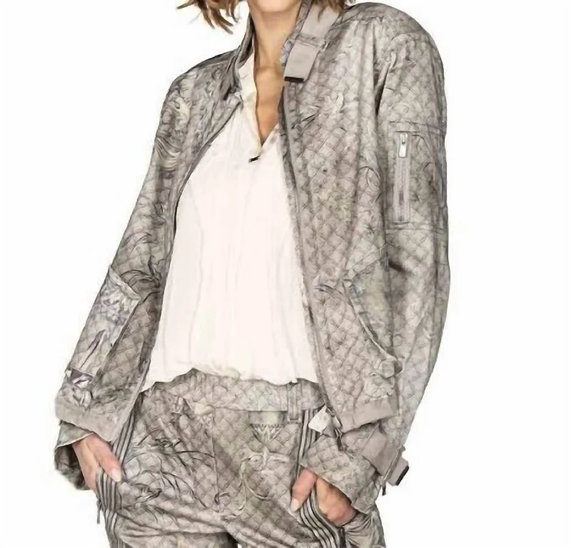 trendy double-breasted plaid blazer for women -Jacket In Grey/navy