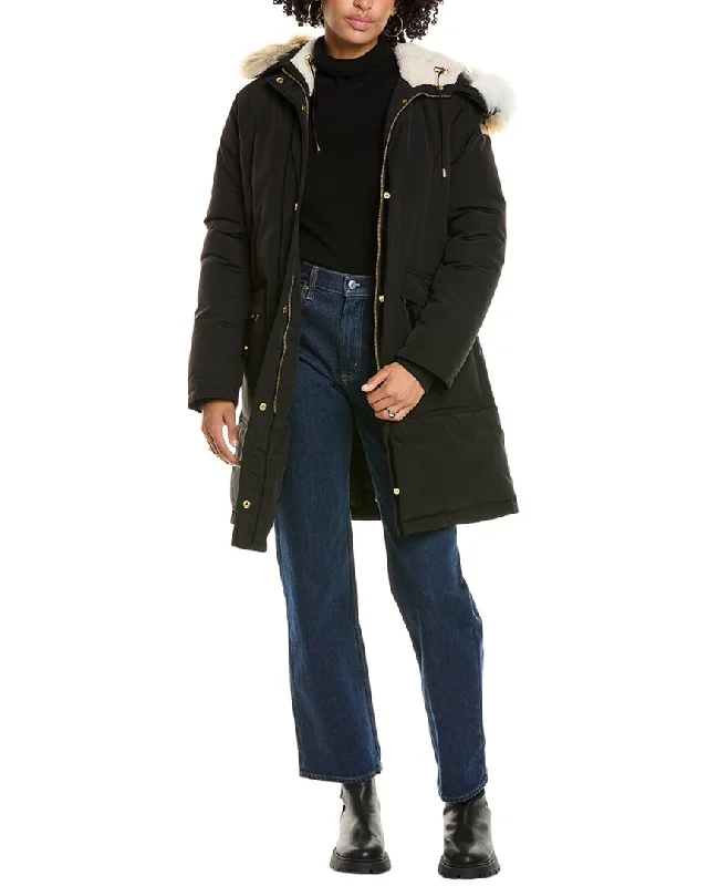 women's suede biker jacket -Sam Edelman Parka