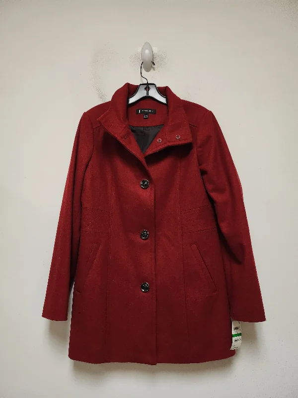 women's minimalist winter coat -Coat Peacoat By Inc In Red, Size: L