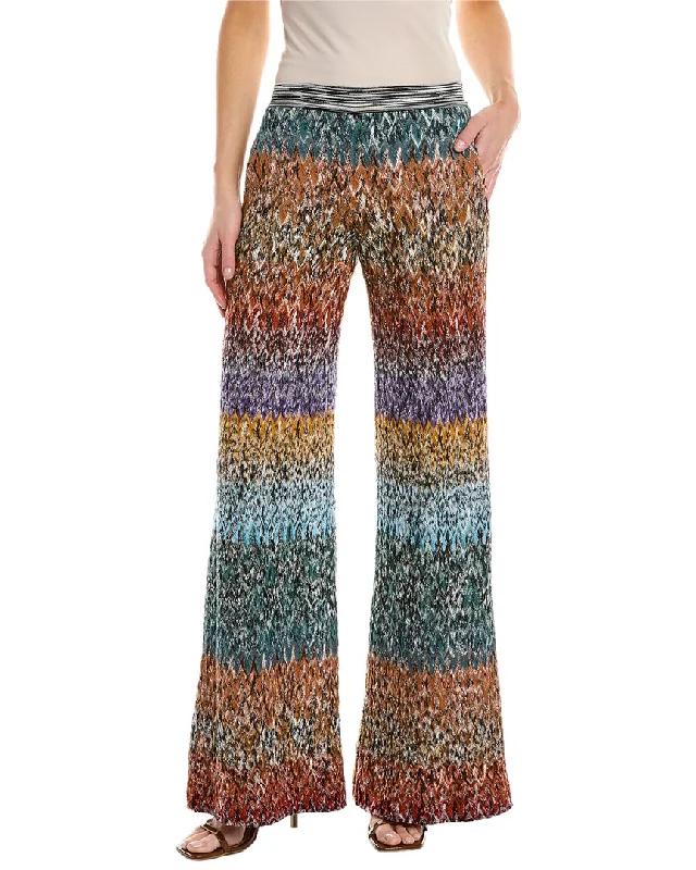 women's sweetheart neckline dress -women's asymmetric hem wrap skirt -Missoni Wool-Blend Palazzo Pant