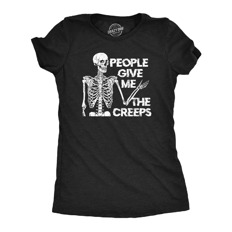 women's mock neck ribbed top -People Give Me The Creeps Skeleton Women's T Shirt