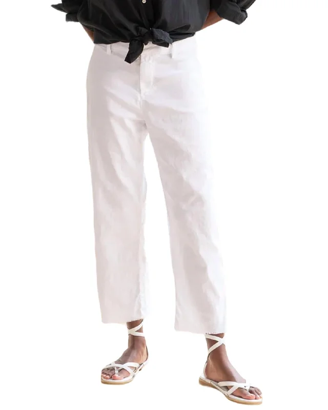 women's ruched one-shoulder dress -women's elastic waist palazzo pants -Kinsale Trousers In White