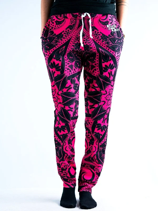 women's high-neck pencil dress -women's cropped chino pants -Pink Mandala Unisex Pajama Pants