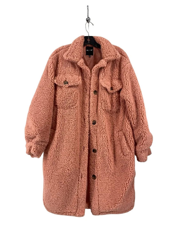 women's button-up cardigan coat -Coat Faux Fur & Sherpa By Me Jane In Pink, Size: S