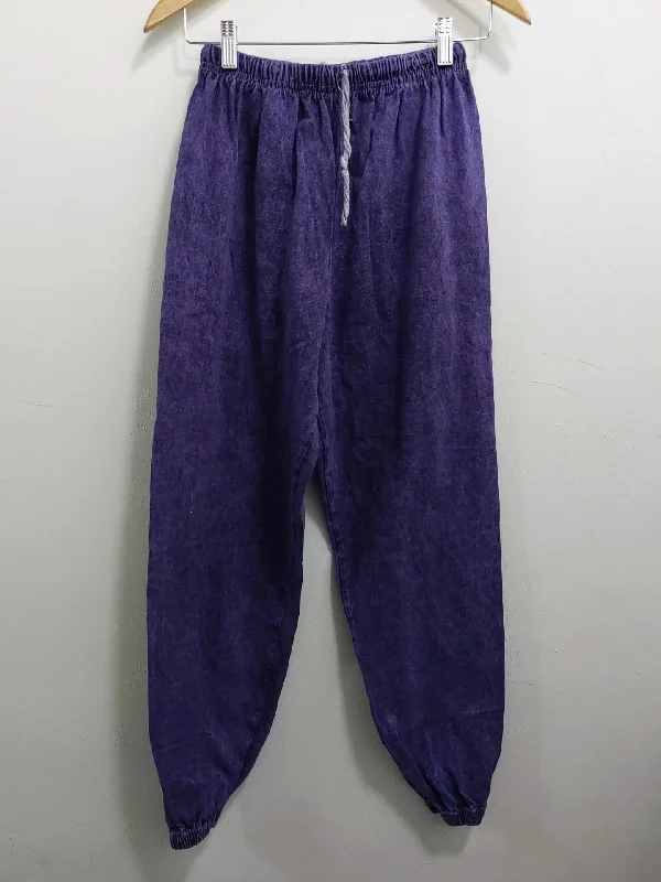 women's cold shoulder party dress -women's comfy stretch leggings -[L] 1980s Purple Acid Wash Sweatpants