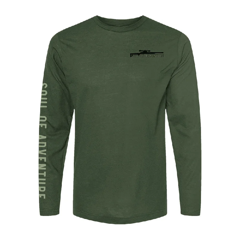 women's tie-front crop top -Graphic Tee | Big Game | Military Green