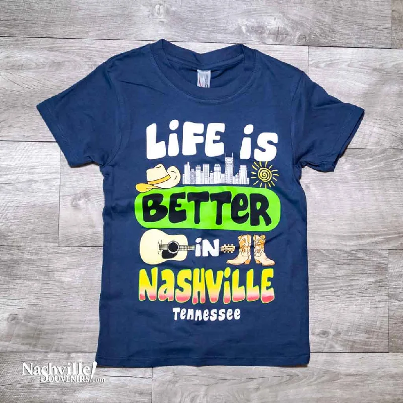 women's V-neck chiffon top -Youth "Life is Better in Nashville Tennessee" T-Shirt