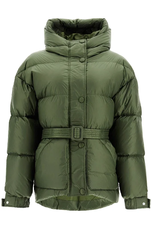 ladies' mid-length quilted jacket -Ienki Ienki Women's Michlin Belted Down Jacket