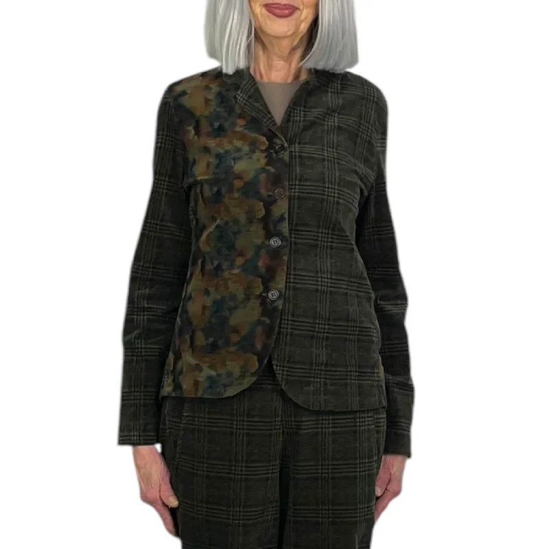 ladies' wrap front wool coat -PLAID/FLORAL ADEL JACKET