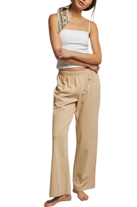 trendy satin slip dress for women -trendy casual jogger pants for women -Adele Supima Cotton Pants In Sand Dune