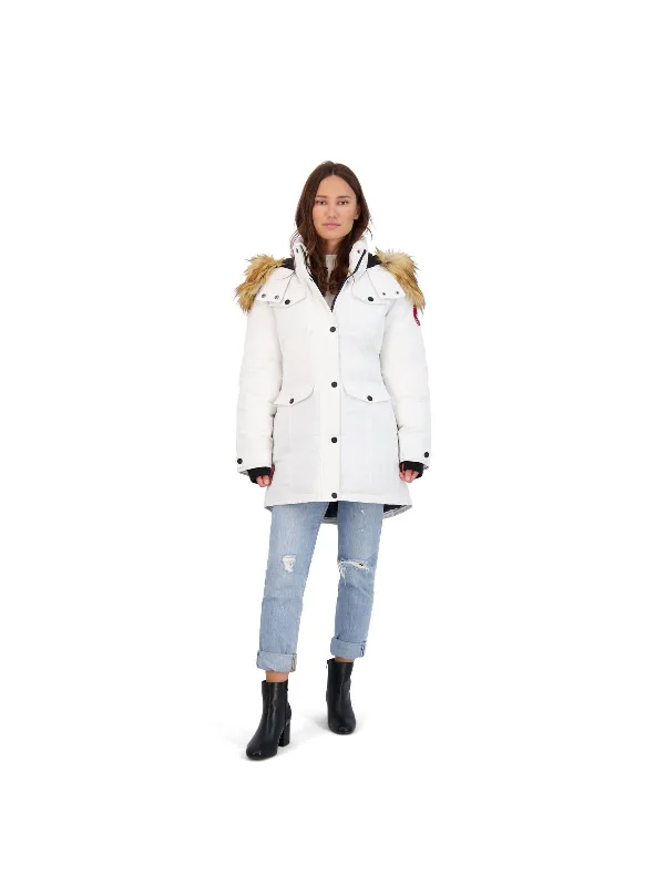 ladies' open-front waterfall coat -Womens Faux Fur Heavyweight Parka Coat