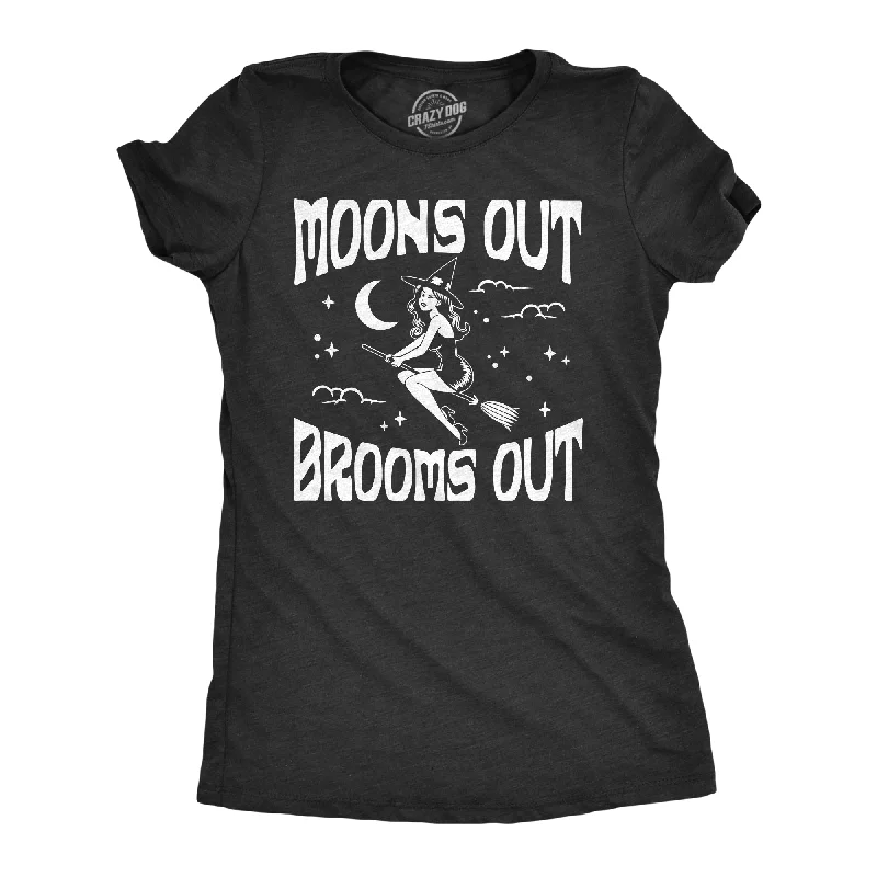 women's linen blend tank top -Moons Out Brooms Out Women's T Shirt