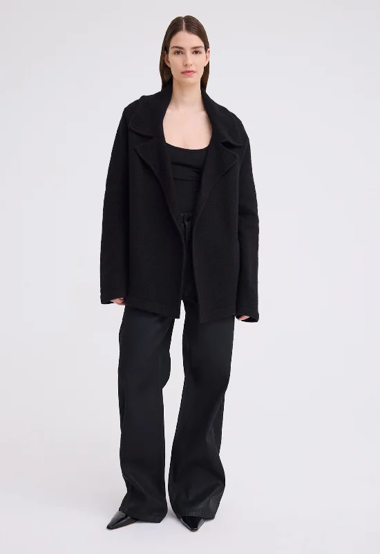 women's cashmere blend coat -Fenway Wool Jacket - Black