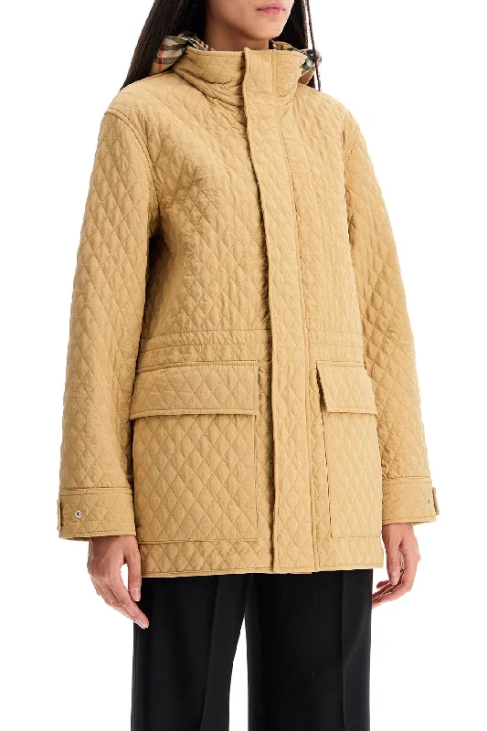 women's quilted lightweight jacket -Burberry Quilted Jacket With Removable Hood