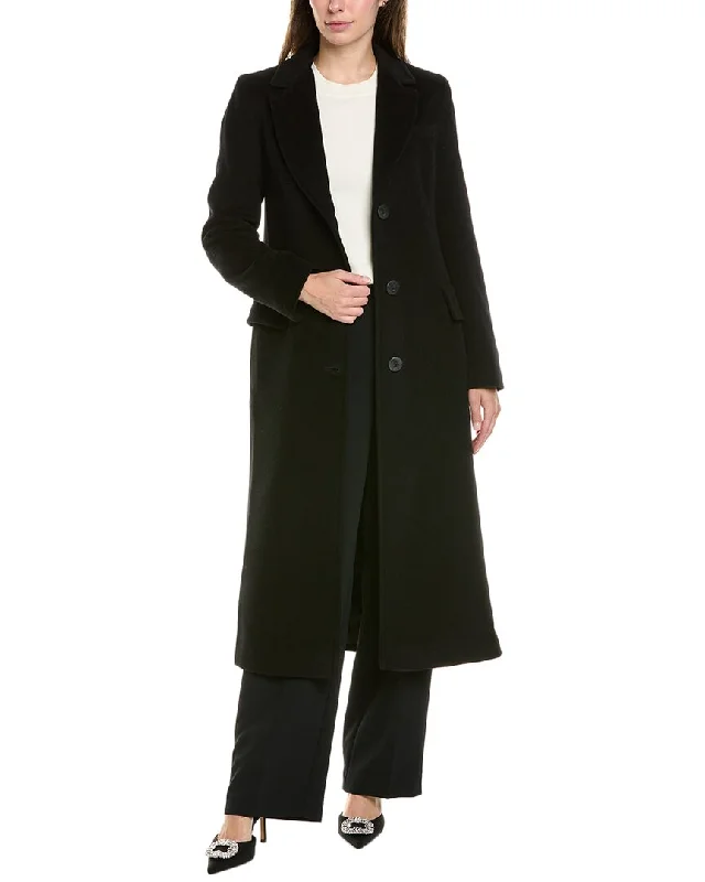 women's structured tweed blazer -FLEURETTE Long Wool Coat