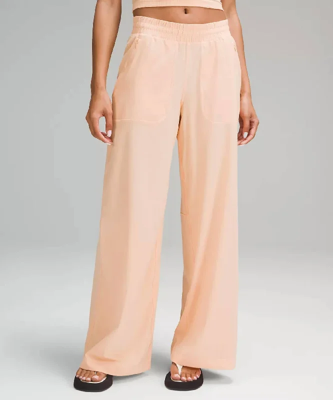 ladies' tiered ruffle dress -ladies' paperbag waist trousers -Swift Mid-Rise Wide-Leg Pant In Peach Bellini