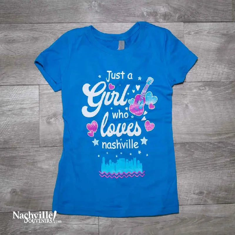 women's casual t-shirt -Youth "Just A Girl Who Loves Nashville" T-Shirt