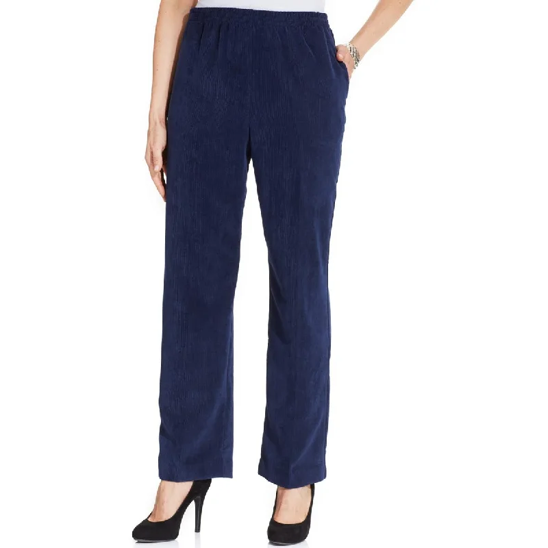 ladies' polka dot wrap dress -ladies' A-line denim skirt -Alfred Dunner Womens Petites Corduroy High Rise Trouser Pants