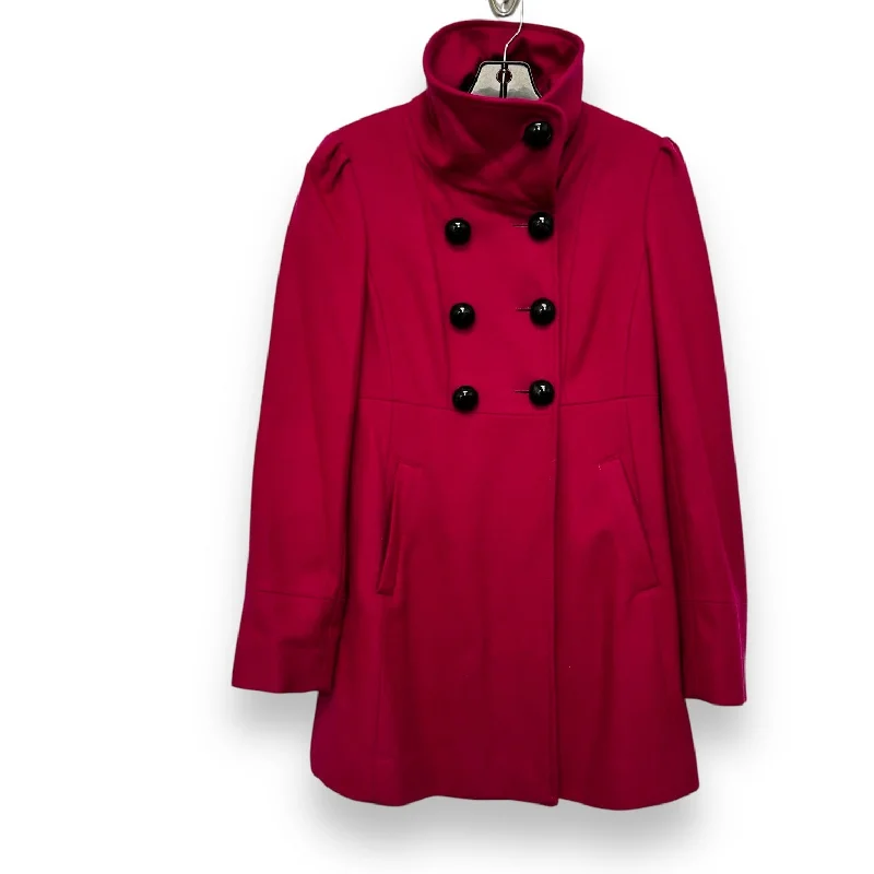 women's draped open-front coat -Coat Peacoat By Guess In Pink, Size: S