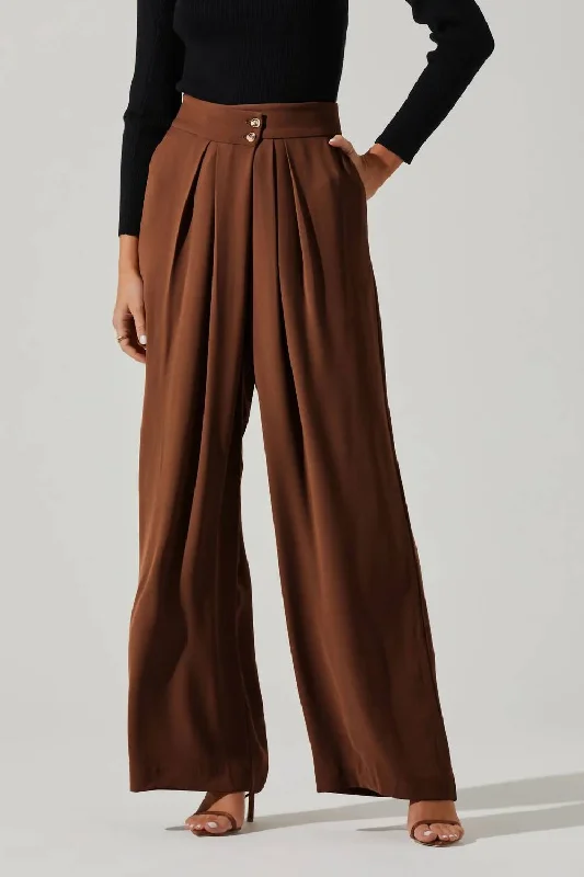 ladies' sheer sleeve maxi dress -ladies' lace-trim slip skirt -Boyfriend Pants In Brown