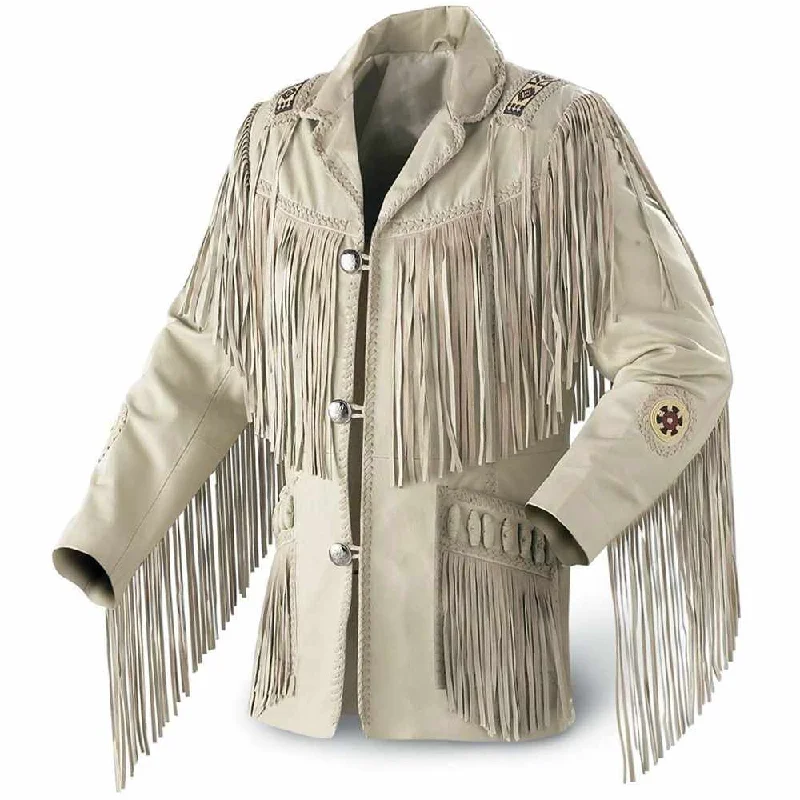 women's quilted vest jacket -American Fringe Western Leather Beige Jacket