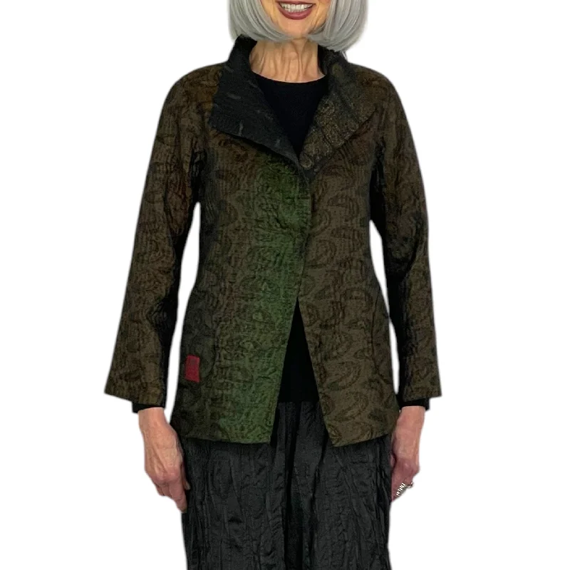 women's cropped tweed jacket -JACQUARD SHORT JACKET