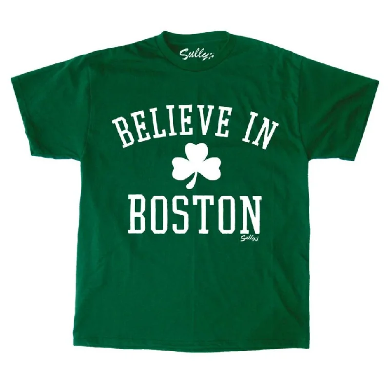 trendy balloon sleeve top for women -Believe in Boston - Classic Shamrock T-Shirt