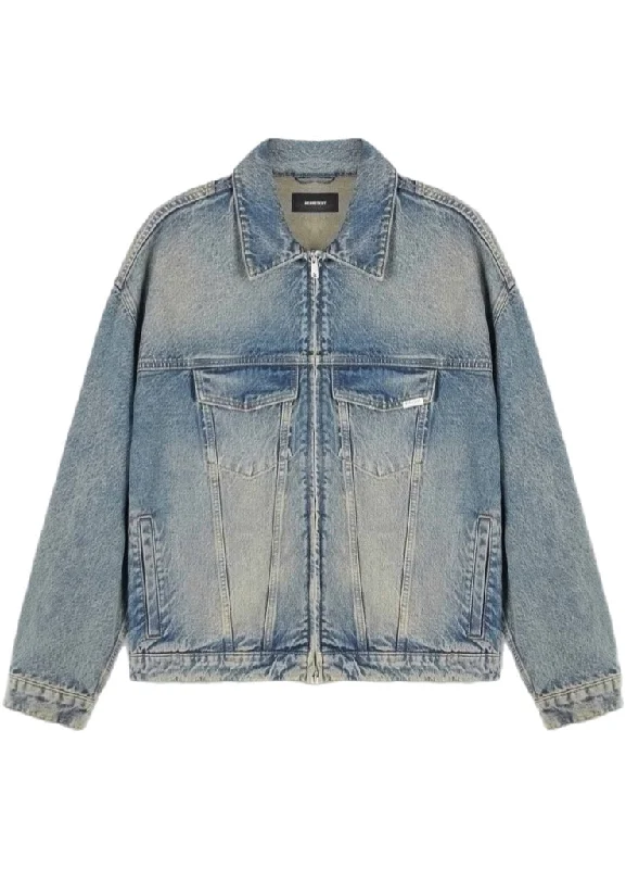 women's cropped tweed jacket -Represent R4 Denim Jacket