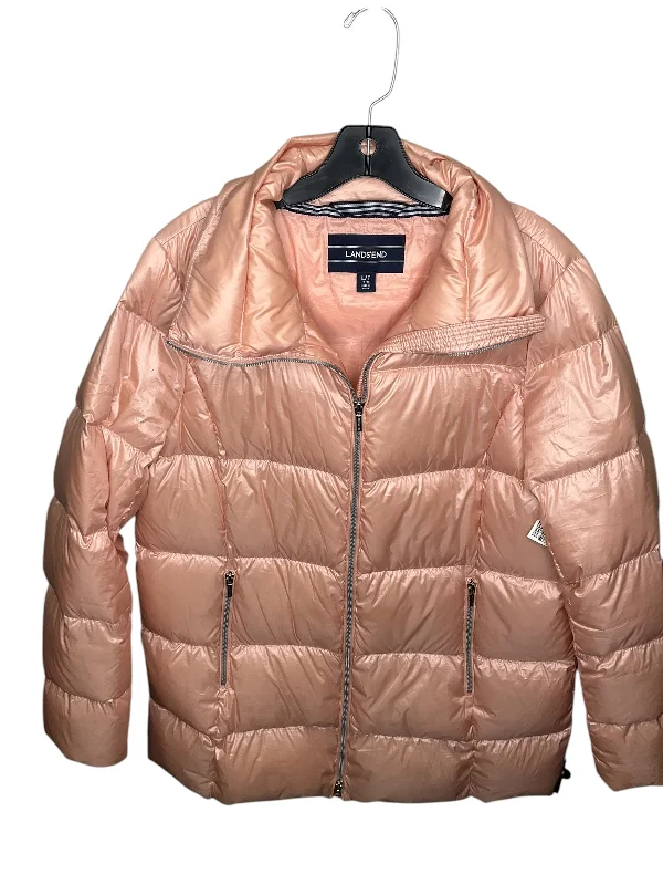 stylish cropped denim jacket for women -Coat Puffer & Quilted By Lands End In Peach, Size: L