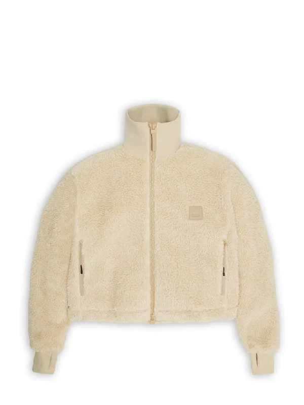 women's long teddy bear coat -Rains Kofu Fleece Jacket in Sand