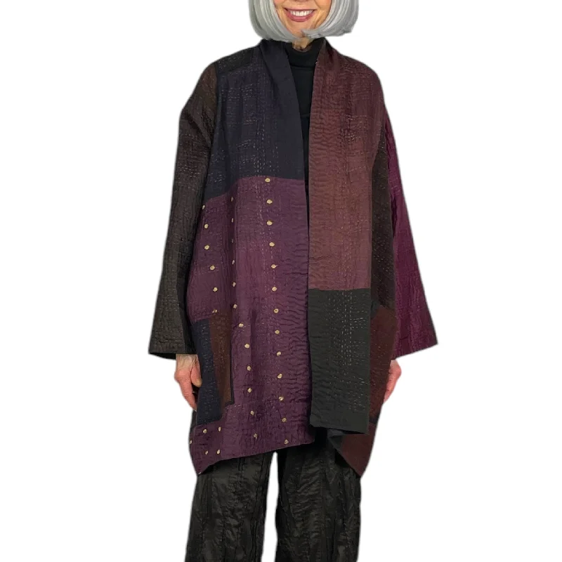 women's reversible teddy coat -JAIPUR PATCH A-LINE JACKET