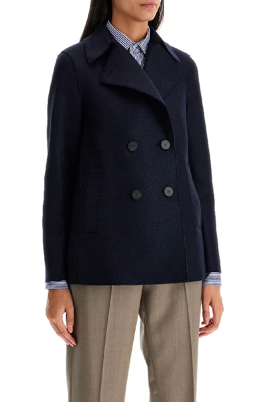 women's wool blend coat -Harris Wharf London Double-Breasted Wool Pressed Caban