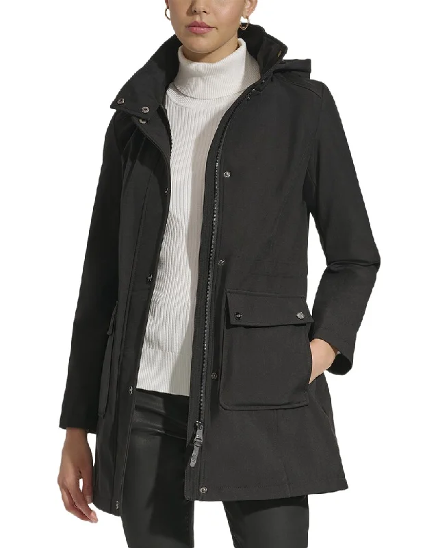 women's hooded puffer jacket -DKNY Hooded Softshell Jacket