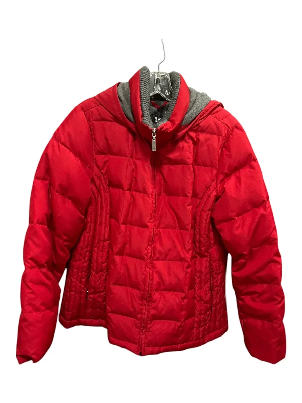 trendy relaxed-fit cargo jacket for women -Coat Parka By New York And Co In Red, Size: L