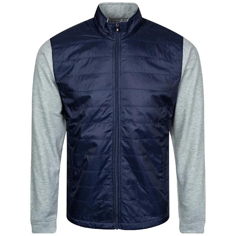 ladies' mid-length quilted jacket -Full Zip Hybrid Jacket Navy - AW24