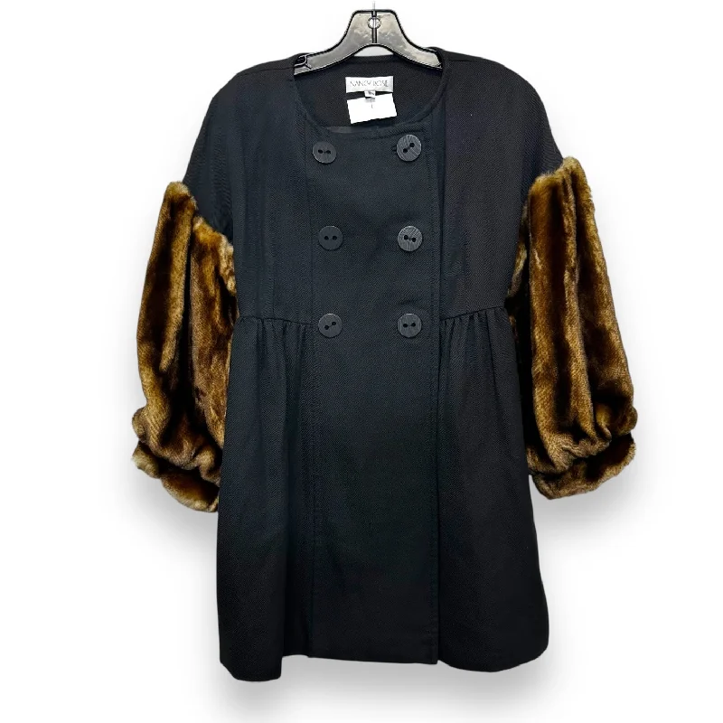 women's slim-fit wool coat -Coat Faux Fur & Sherpa By Clothes Mentor In Black & Brown, Size: 2