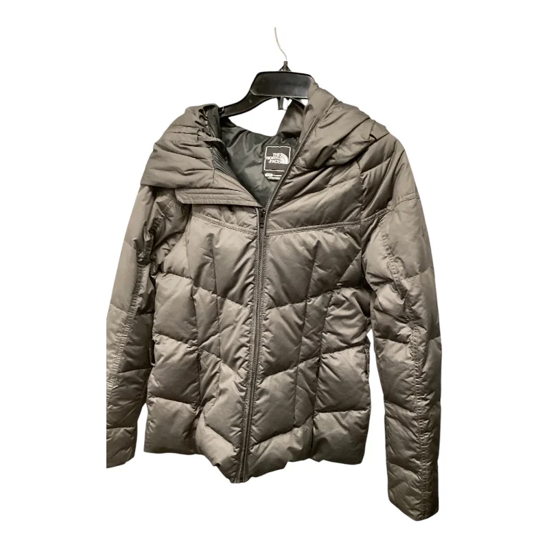 women's ribbed knit coat -Coat Puffer & Quilted By The North Face In Grey, Size: M