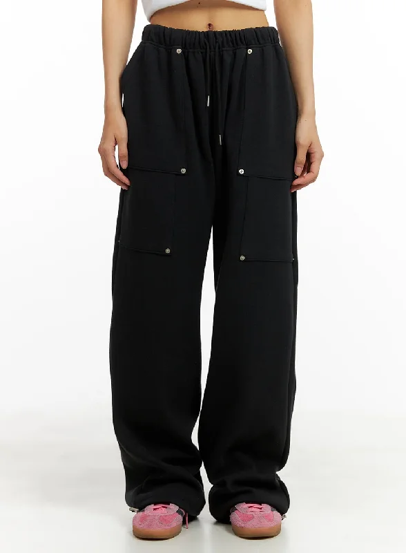 women's floral maxi dress -women's high-waisted jeans -Stud Pocket Sweatpants CA424