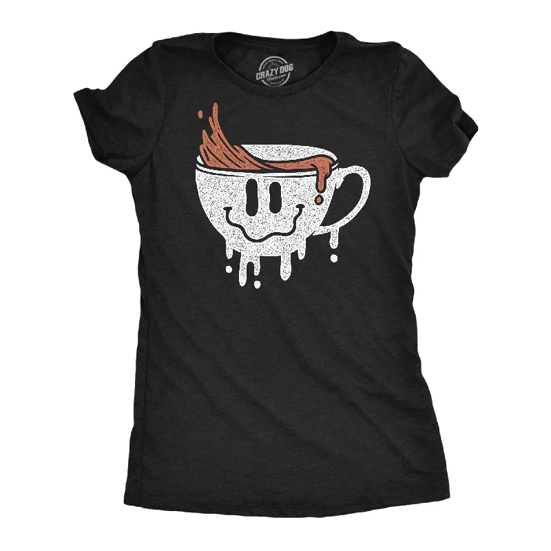 ladies' high-neck mesh top -Dripping Coffee Smile Women's T Shirt