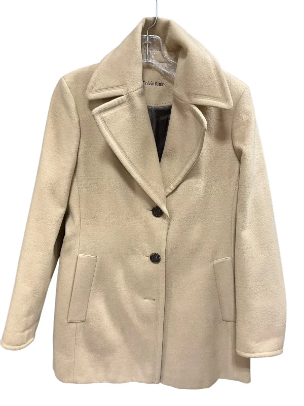 women's oversized blazer -Coat Peacoat By Calvin Klein In Tan, Size: S