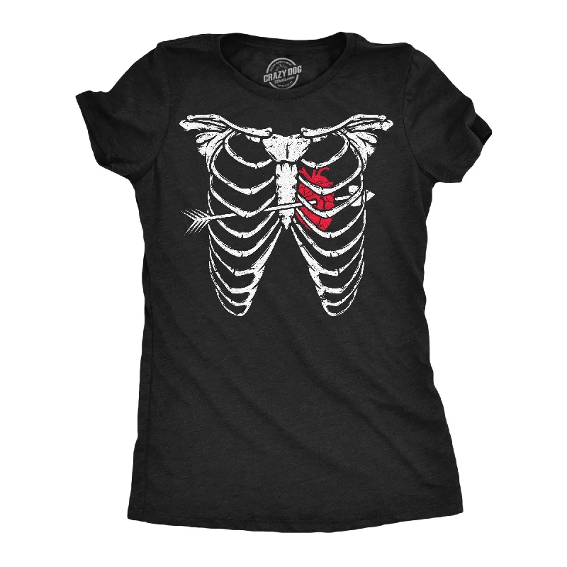 women's deep V-neck wrap top -Ribcage Arrow Heart Women's T Shirt